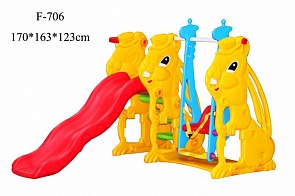 Горка с качелями Зайцы F-706, желтая (Family, F-706Y)